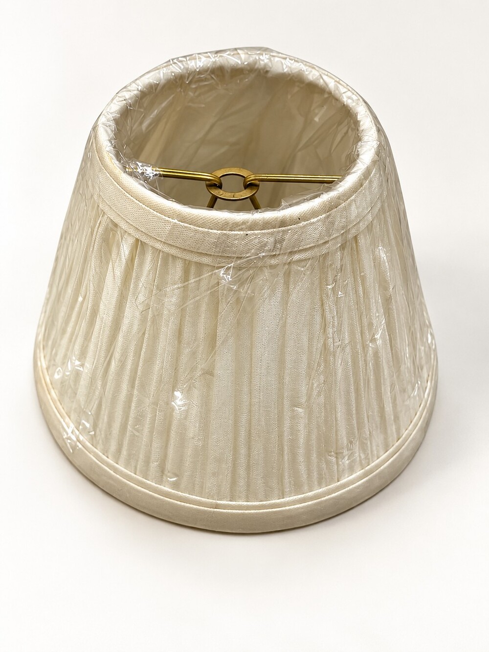 Vintage Ivory Cream Pleated Fabric Drum Lamp Shade